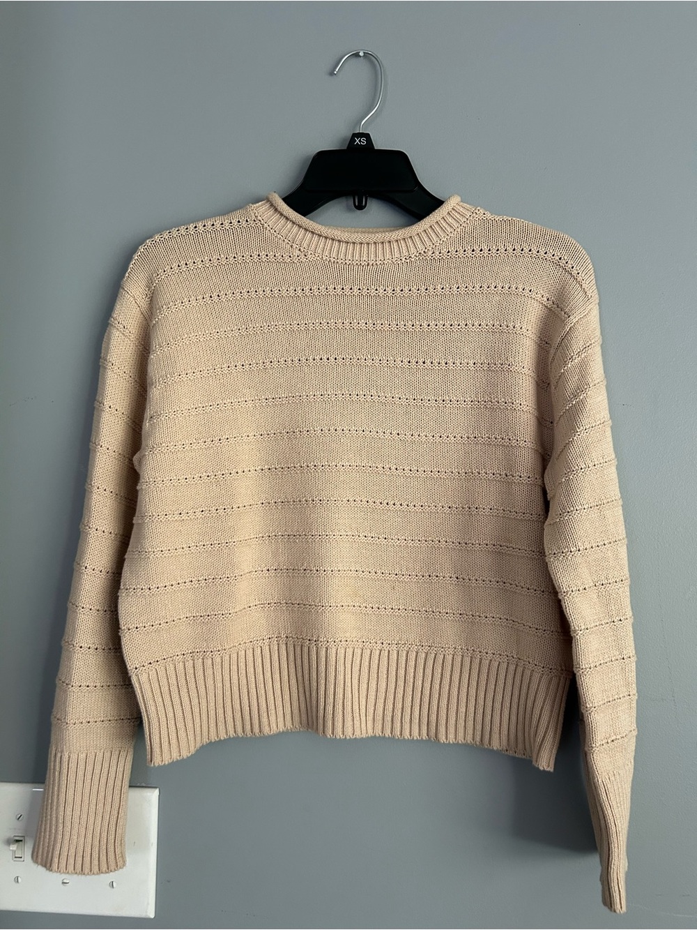 Women's Cream Knit Crewneck Sweater 100% cotton